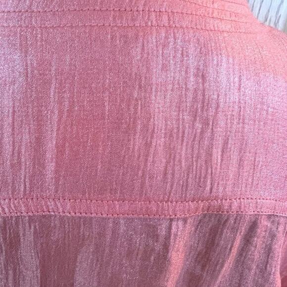 Ruby Rd. CORAL PINK shimmer women’s size 16 jacket. 3/4 sleeves, button down - Picture 9 of 12